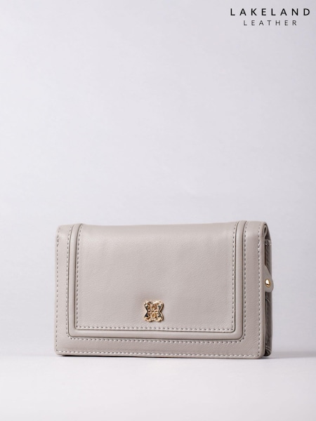 Lakeland Leather Grey Medium Icon Leather Flapover Purse (E23853) | £35