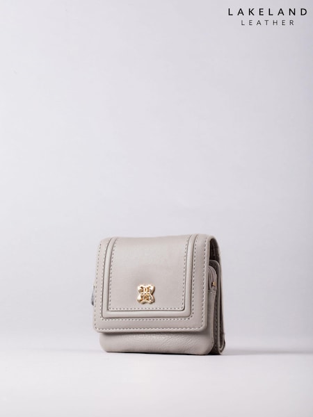 Lakeland Leather Grey Mini Icon Flapover Purse (E23854) | £25
