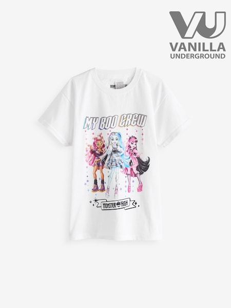 Vanilla Underground White Girls Monster High Licensed 100% Cotton T-Shirt (E24026) | £14