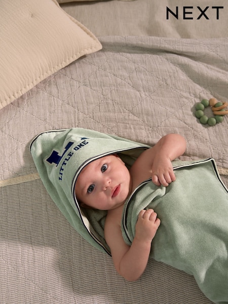 Set of 2 Blue/Green 100% Cotton Newborn Hooded Baby Towel (E25063) | £30