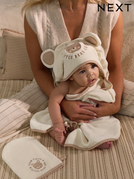 Natural 100% Cotton Newborn Hooded Baby Towel (E25085) | £20
