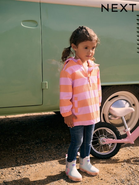 Pink And Orange Stripe Shower Resistant Cagoule Jacket (3mths-7yrs) (E25128) | £16 - £19