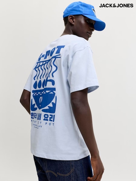 Blue - Regular Jack & Jones Back Graphic K-pot T-shirt
