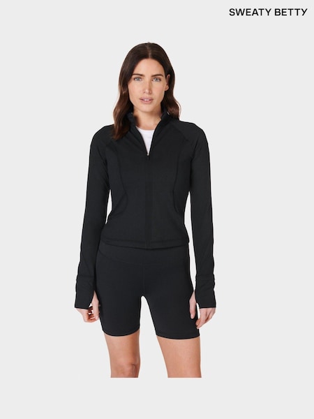 Sweaty Betty Black Black All Day Active Zip Up Sweatshirt (E25263) | £47