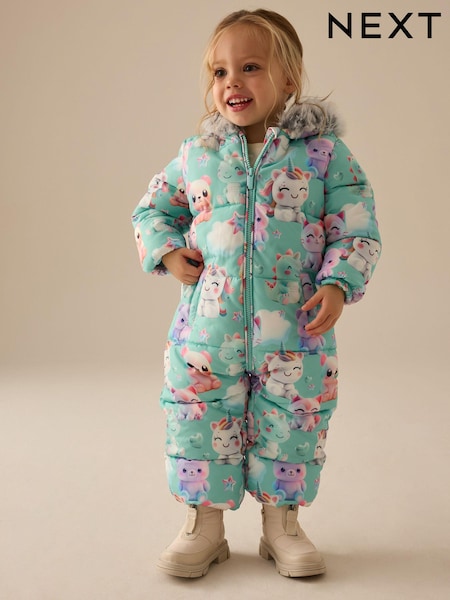 Teal Blue Shower Resistant Printed Snowsuit (3mths-7yrs) (E25287) | £29 - £33
