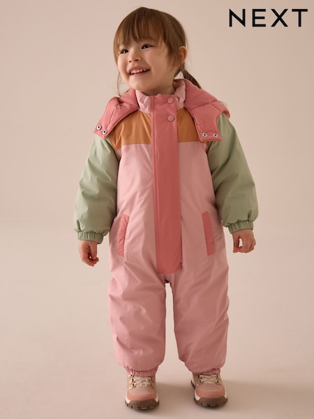 Pink Waterproof Colour Block Snowsuit (3mths-7yrs) (E25288) | £37 - £41