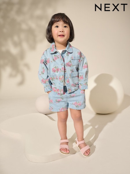 Blue Denim 100% Cotton Printed Shacket and Shorts Set (3mths-7yrs) (E25320) | £22 - £26