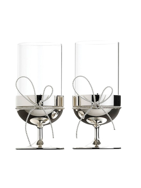 Vera Wang Silver Love Knots Tealight Holders Set of 2 (E25571) | £55