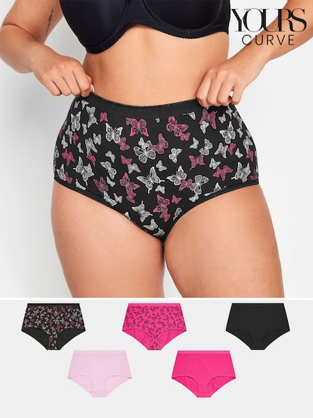 Yours Curve Pink 5 Pack & Butterfly Full Briefs (E25694) | £19