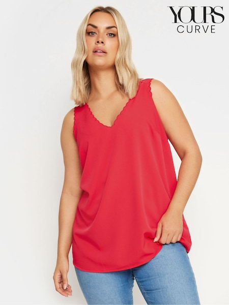 Yours Curve Red Scallop Edge Cami (E25696) | £19