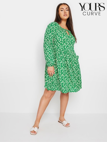 Yours Curve Green Ditsy Textured Midi Dress (E25698) | £31