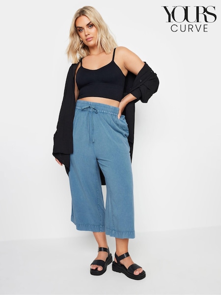 Yours Curve Blue Chambray Culottes (E25825) | £29