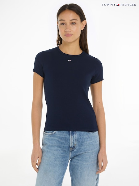 Tommy Hilfiger Blue Slim Essential Rib T-Shirt (E25835) | £30