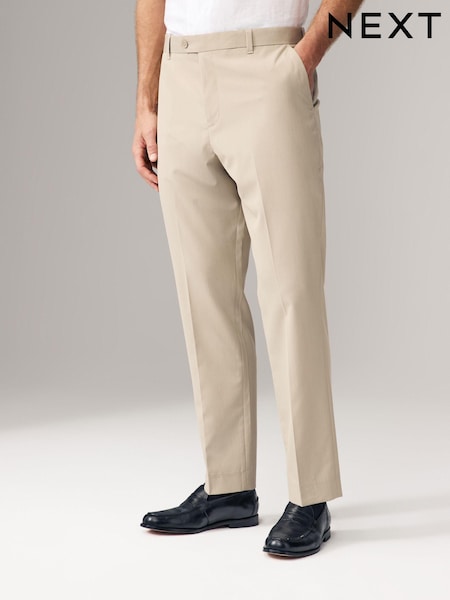 Neutral Relaxed Tapered Fit Stretch Smart Trousers (E25843) | £24
