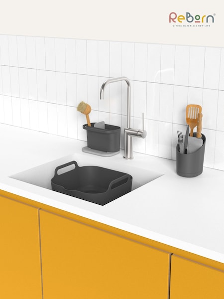 ReBorn Dark Grey Sink Bowl Tidy Cutlery Drainer Bundle (E25997) | £75
