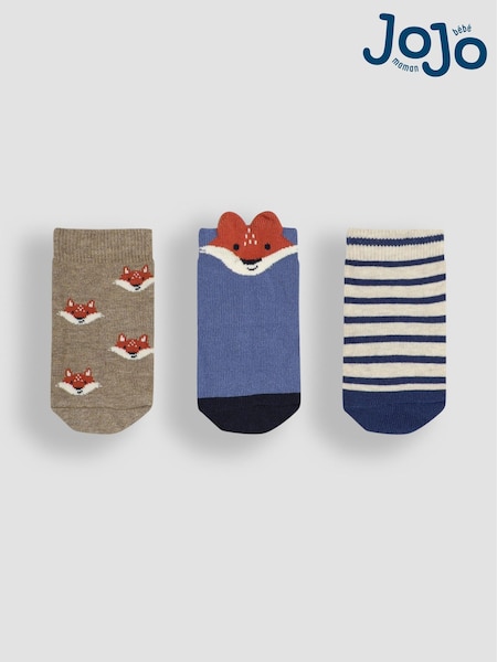 JoJo Maman Bébé Navy Fox Socks 3 Pack (E26017) | £9.50