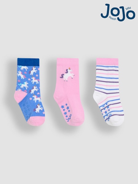 JoJo Maman Bébé Blue Cotton Socks 3 Pack (E26025) | £9.50