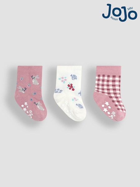 JoJo Maman Bébé Pink Nature Socks 3 Pack (E26043) | £9.50