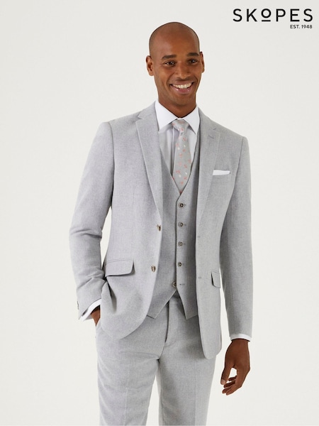 Skopes Grey Dark Jude Tweed Tailored Fit Suit Jacket (E26051) | £135