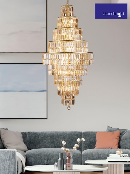 Searchlight Satin Brass Luna 13 Light Chandelier (E26073) | £1,410