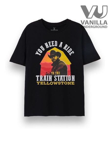 Vanilla Underground Black Mens Yellowstone Licensed T-Shirt (E26144) | £21