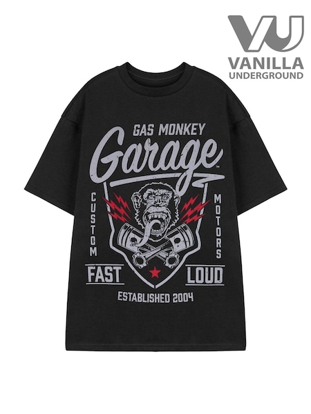 Vanilla Underground Black Mens Gas Monkey Licensed 100% Cotton T-Shirt (E26152) | £21