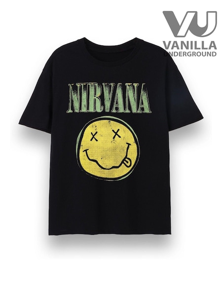 Vanilla Underground Black Unisex Adults Nirvana Licensed 100% Cotton T-Shirt (E26153) | £21