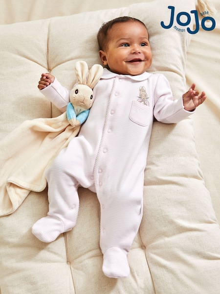 JoJo Maman Bébé Pink Flopsy Bunny Sleepsuit & Comforter Gift Set (E26294) | £35