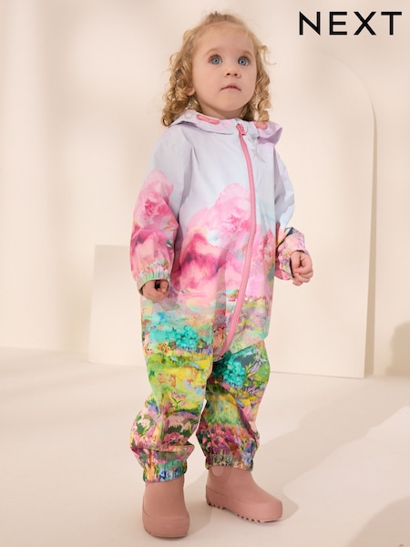 Pink Scene Waterproof Hooded Puddlesuit (3mths-7yrs) (E26578) | £21 - £25