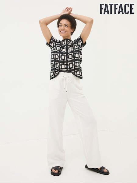 FatFace White Iva Wide Leg Trousers (E26596) | £42