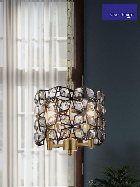 Searchlight Brass Windmill 2 Light Round Pendant Ceiling Light (E26823) | £128