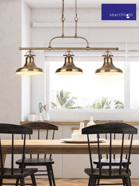 Searchlight Antique Brass Talia 3 Light Bar Pendant Ceiling Light (E26827) | £220