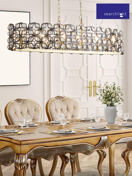 Searchlight Brass Windmill 6 Light Long Bar Pendant Ceiling Light (E26833) | £294