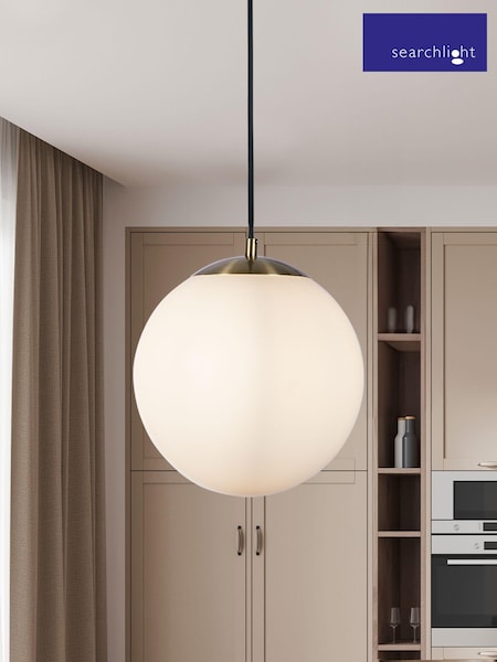 Searchlight Brass Skylar Medium Opal Pendant Ceiling Light (E26852) | £67