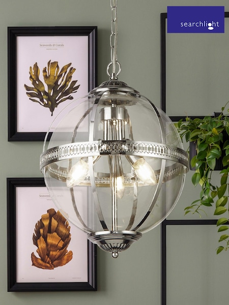 Searchlight Chrome Compass 3 Light Pendant Ceiling Light (E26854) | £168