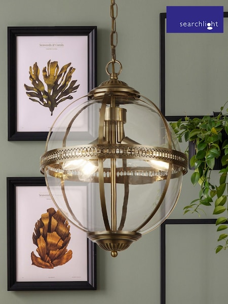 Searchlight Antique Brass Compass 3 Light Pendant Ceiling Light (E26866) | £168