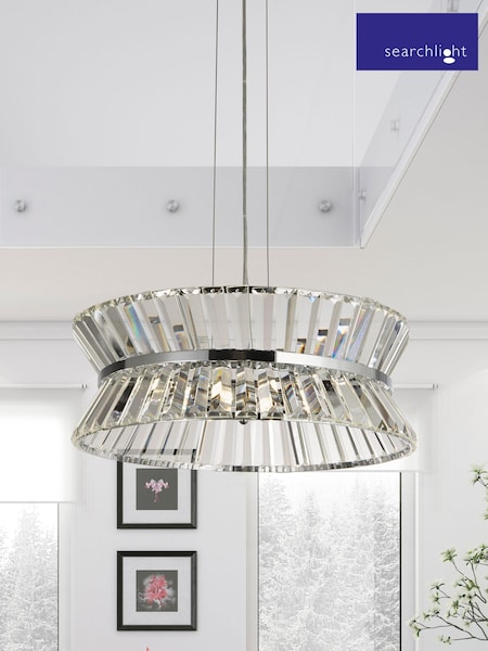 Searchlight Chrome/Clear Hourglass 7 Light Semi Flush Ceiling Light (E26895) | £252
