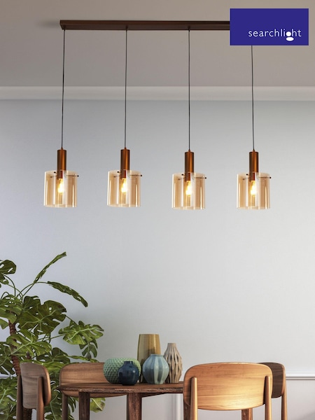 Searchlight Brown Savannah 4 Light Bar Pendant Ceiling Light (E26915) | £227