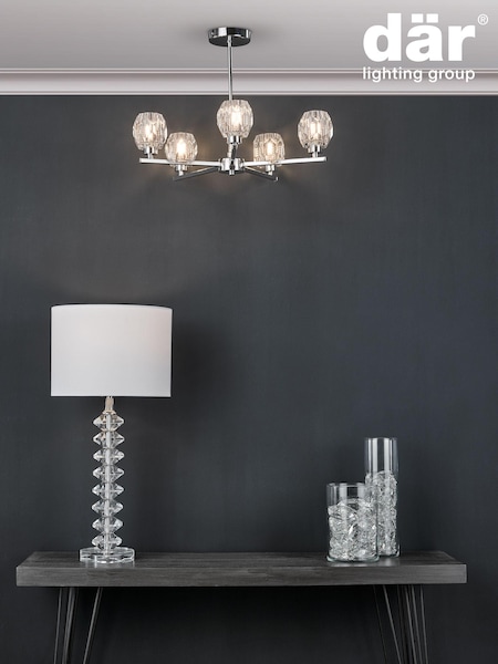Dar Lighting Chrome Idina 5 Light Semi Flush Ceiling Light (E26927) | £138