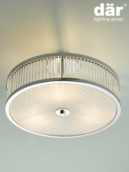 Dar Lighting Chrome Aramis 3 Light Glass Flush Ceiling Light (E26931) | £160