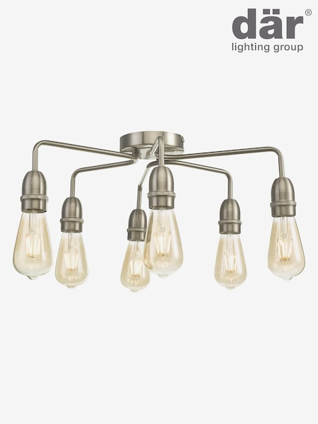 Dar Lighting Chrome Kiefer 6 Light Flush Ceiling Light (E26933) | £90