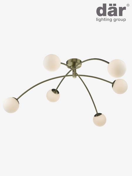 Dar Lighting Brass Puglia 6 Light Semi Flush Ceiling Light (E26939) | £145