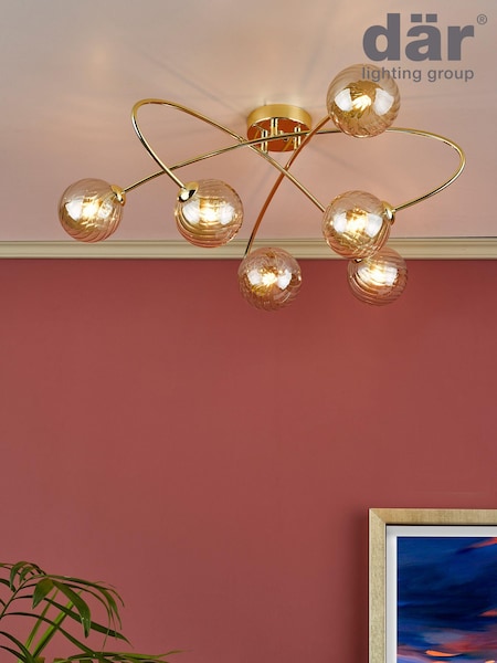 Dar Lighting Gold Etta 6 Light Semi Flush Ceiling Light (E26943) | £165