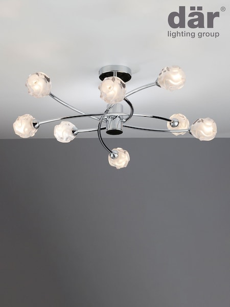 Dar Lighting Chrome Seattle 8 Light Semi Flush Ceiling Light (E26944) | £158
