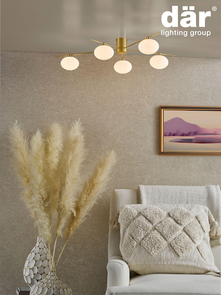 Dar Lighting Gold Jasper 5 Light Semi Flush Ceiling Light (E26946) | £110