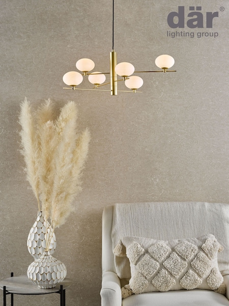 Dar Lighting Gold Jasper 6 Light Pendant Ceiling Light (E26951) | £175