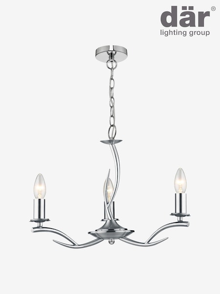 Dar Lighting Chrome Elka 3 Light Pendant Ceiling Light (E26953) | £126