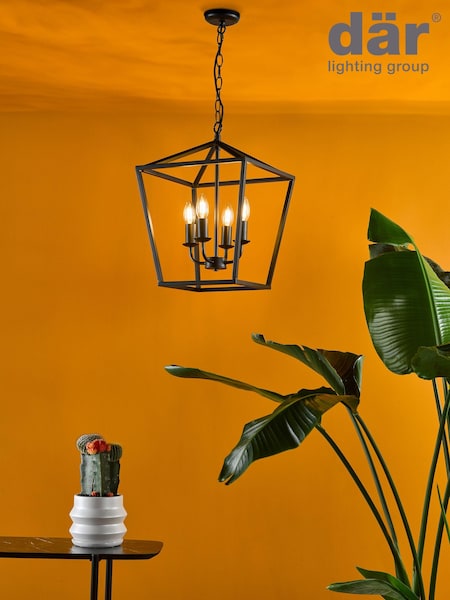 Dar Lighting Black Fionn 4 Light Pendant Ceiling Light (E26954) | £116