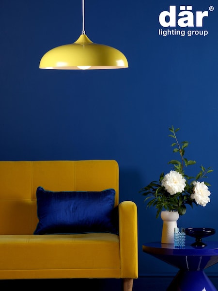 Dar Lighting Yellow Kaelan Pendant Ceiling Light (E26956) | £52