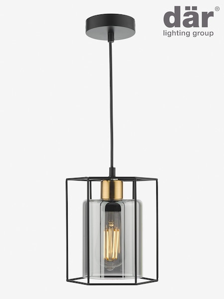 Dar Lighting Black Tatum Pendant Ceiling Light (E26958) | £36